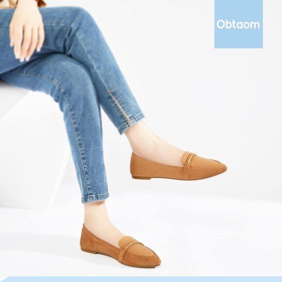 Chic Pointy Toe Loafer Flats - Comfortable Faux Suede Dress Shoes in Size 9 - Picture 7 of 7